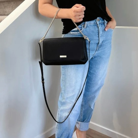 Kate Spade Black Leather Purse with Gold Chain & Black Leather Crossbody Strap - Picture 16 of 16